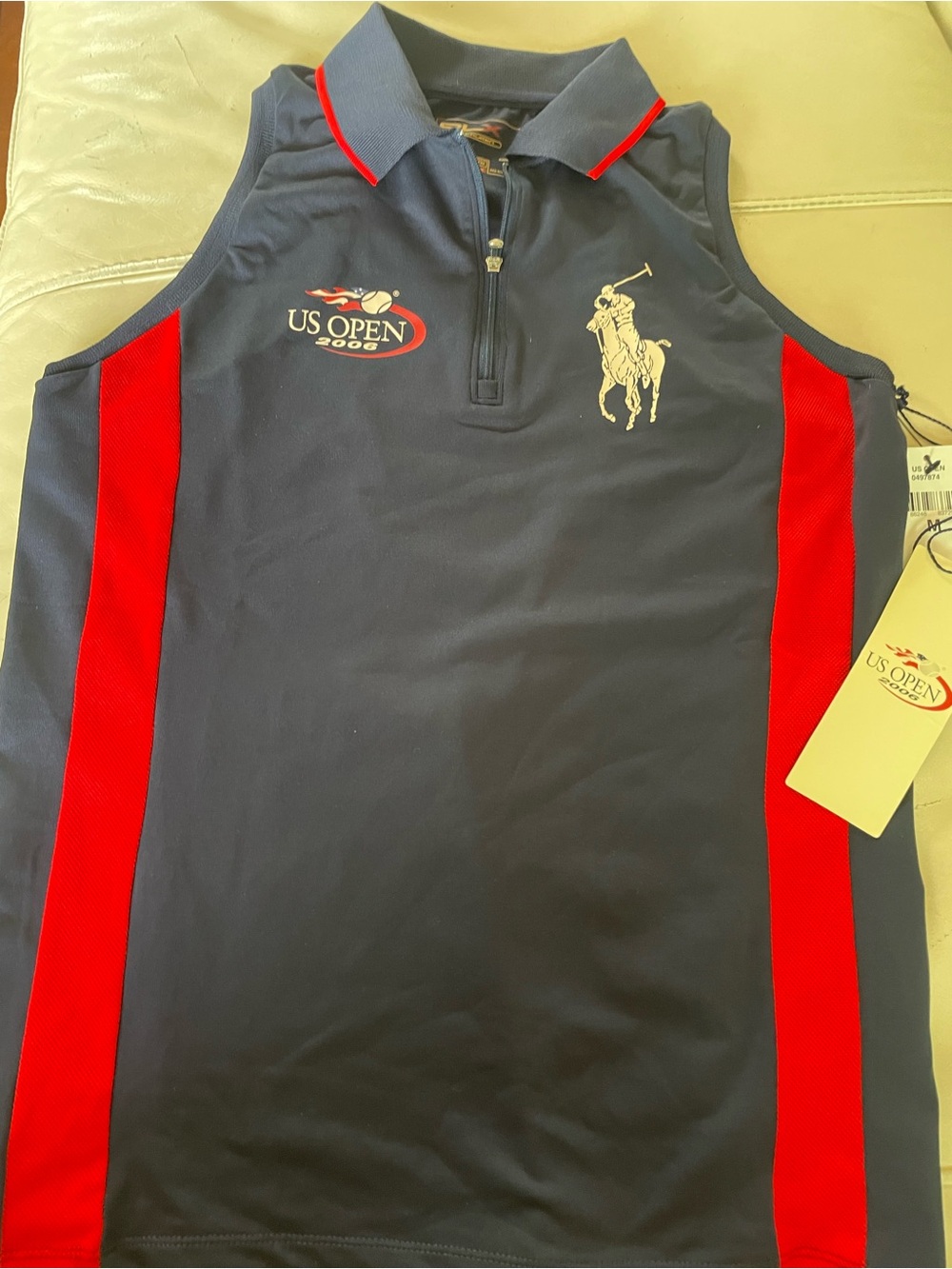 Ralph Lauren Navy and Red Sleeveless US Open Polo Tank (2006) - Sz M, NWT!